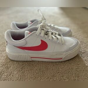 Nike-Court legacy lift sneakers women size 7 white/pink